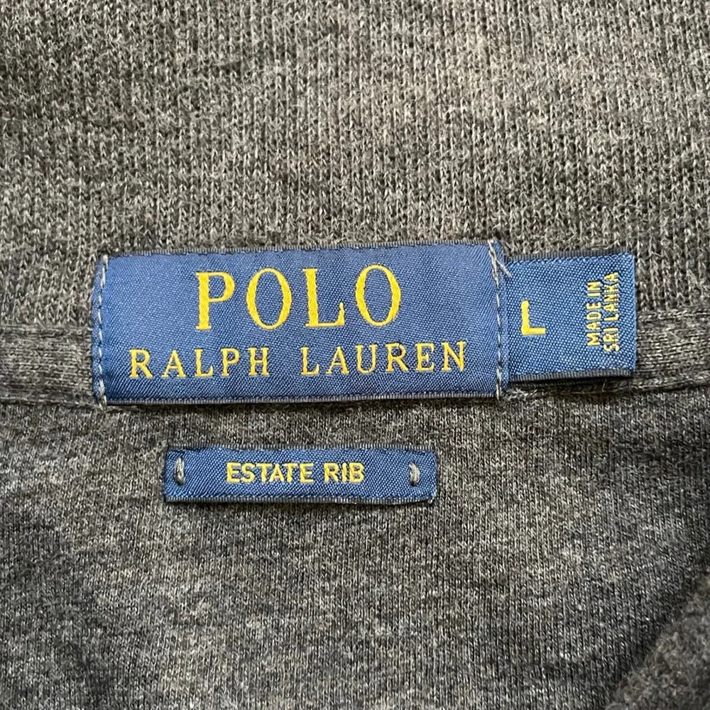 Polo Ralph Lauren Mens Estate Rib Quarter Zip Pullover‎ Charcoal Grey Large L